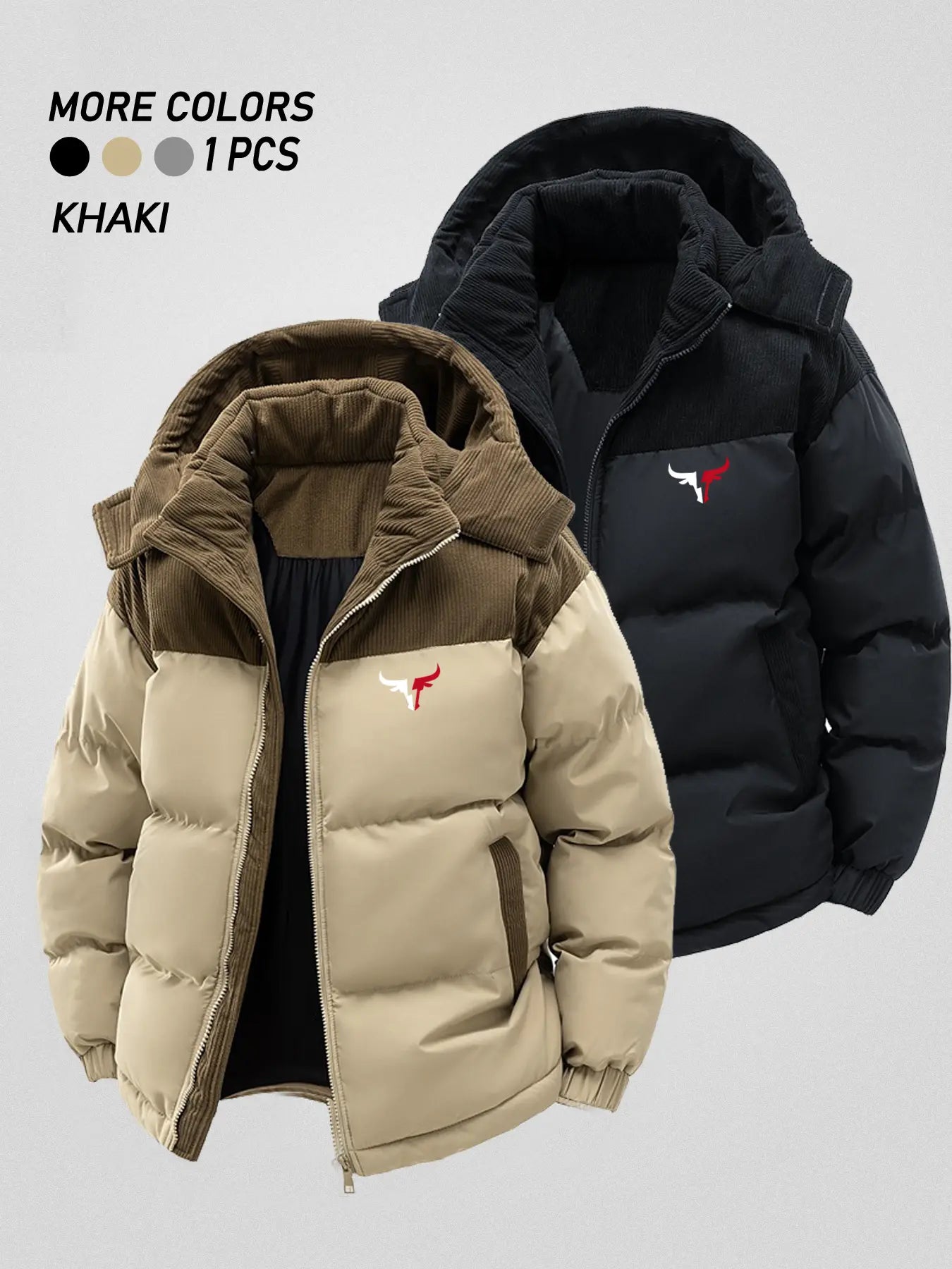 Men'S Winter Thickened Cotton Jacket, Hooded Patchwork Coat, Warm Casual Simple Style Outerwear, Men'S Winter Clothing, Winter Fashion Clothing