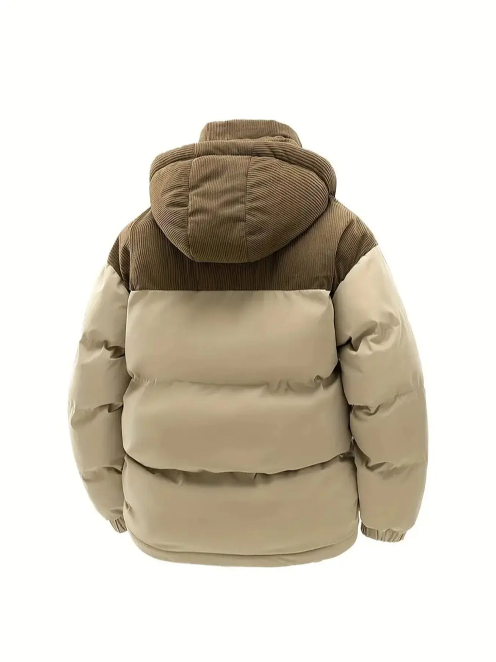 Men'S Winter Thickened Cotton Jacket, Hooded Patchwork Coat, Warm Casual Simple Style Outerwear, Men'S Winter Clothing, Winter Fashion Clothing