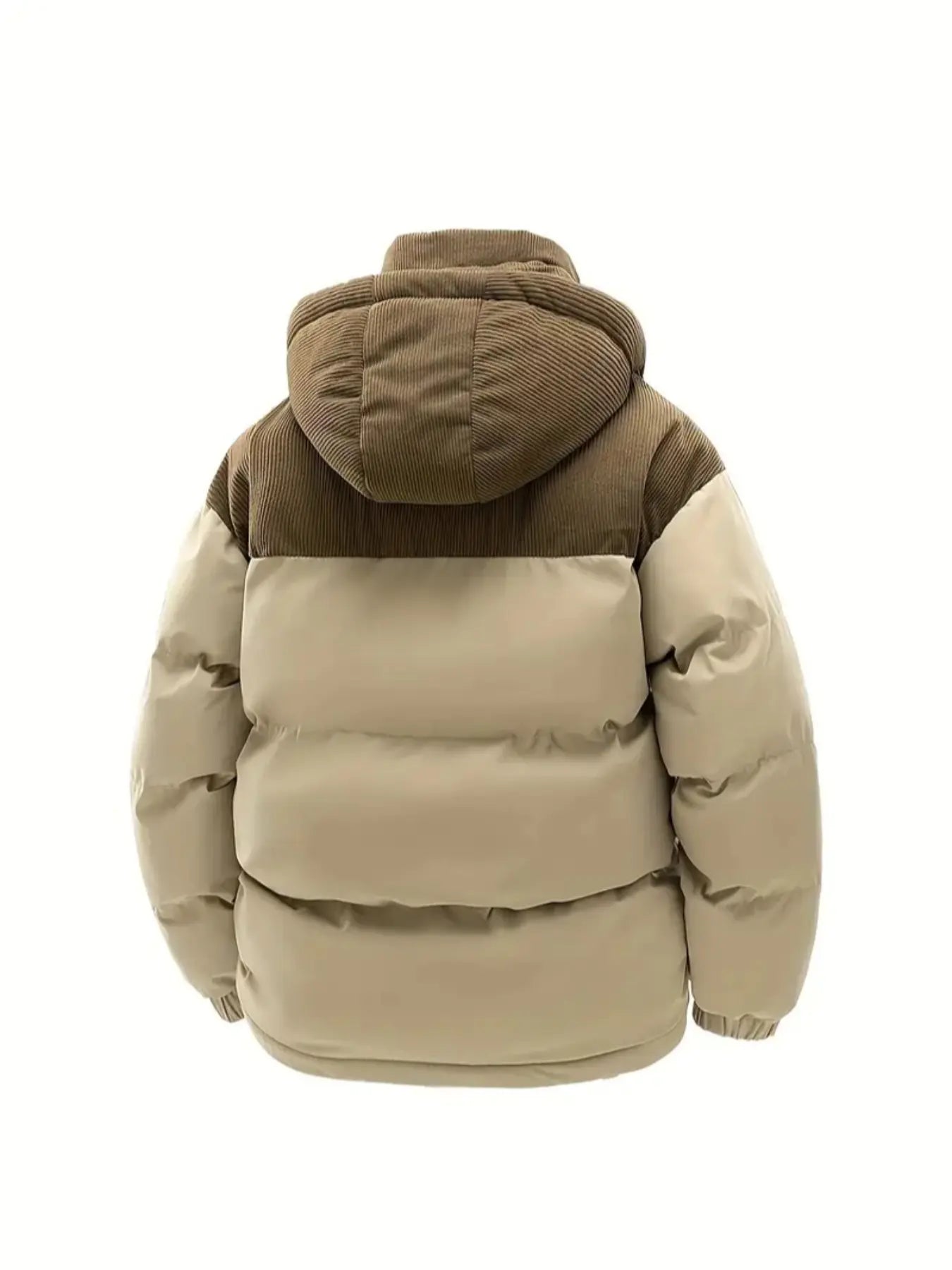 Men'S Winter Thickened Cotton Jacket, Hooded Patchwork Coat, Warm Casual Simple Style Outerwear, Men'S Winter Clothing, Winter Fashion Clothing